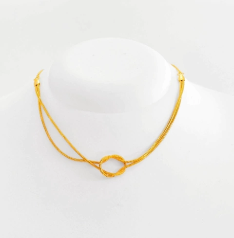 Colar Feminino Choker com 2 Correntes | Folheado 1 mm | com garantia