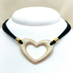 Colar Coração com Courino Marrom - loja online