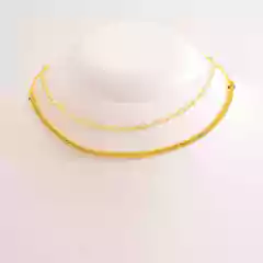 Imagem do Colar Feminino Choker com 2 Correntes | Folheado 1 mm | com garantia