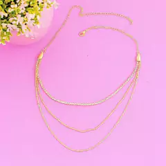 Colar Triplo Choker Folheado Correntes | com garantia | 1 milésimo