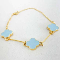 Pulseira Pingentes Trevo Quatro Pétalas Modelo Grande - GRM Bijuterias