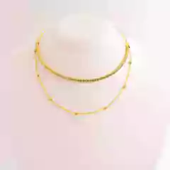 Colar Feminino Choker com 2 Correntes | Folheado 1 mm | com garantia