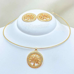 Kit Colar e Brinco Dourado Árvore da Vida - Frase Família na internet