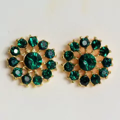 Brincos Femininos de Strass e Base Dourada - GRM Bijuterias