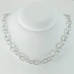 Colar Corrente Prateada com Elos Variados - Unissex - loja online