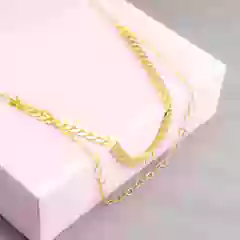 Colar Feminino Choker com 2 Correntes | Folheado 1 mm | com garantia na internet