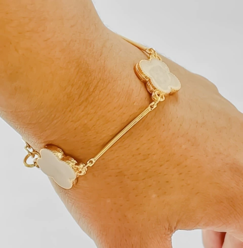 Pulseira Pingentes Trevo Quatro Pétalas Modelo Grande