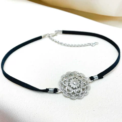 Imagem do Colar Boho Chic Preto Pingente Níquel Pintado - Country