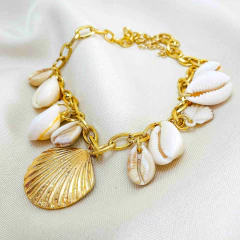 Colar Dourado Conchas e Búzios Moda Mar Elos Finos - comprar online