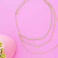 Colar Triplo Choker Folheado Correntes | com garantia | 1 milésimo - comprar online