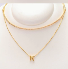 Colar Duplo com Strass Pingente Letra - comprar online