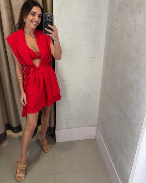 Conjunto Colete Short Kyoto Vermelho