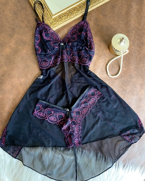 Camisola mullet bicolor preta e rosa com decote nas costas - Tamanho único