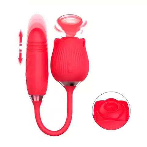 Sugador e vibrador vai e vem com formato de rosa - comprar online