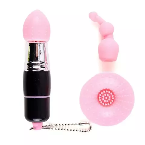 Vibrador com 3 cabeças estimuladoras removíveis - 8x2cm