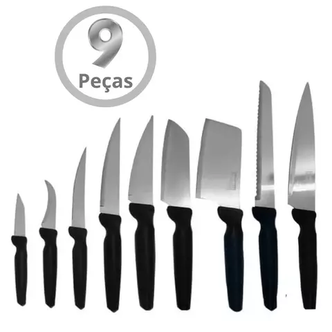 Jogo De Facas Faqueiro 9 Peças Plenus Aço Inox Culinária FRATELI