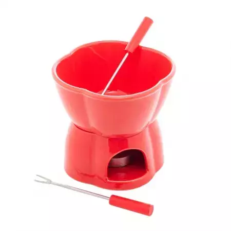 Aparelho de Fondue Alpes 4 Peças Vermelho 400ml Lyor