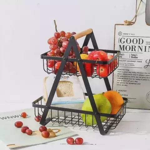 Fruteira De Mesa Aramada Metal Moderna E Resistente Preta