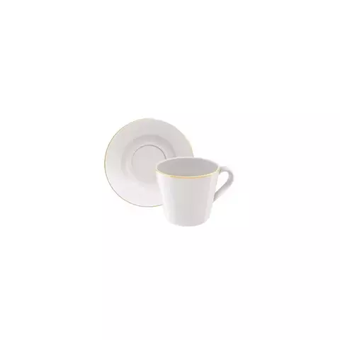 conjunto xicara de porcelana com fio de ouro tramontina 250ml 6 peças