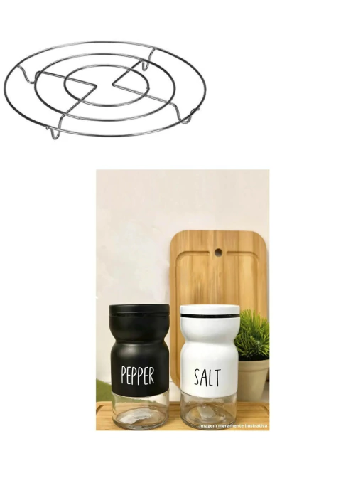 Descanso De Panela Apoiador Suporte de Panela Quente / Saleiro de Vidro com Tampa de Metal Branco 120ml