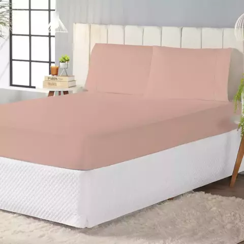 coleçao sonhar casal box lencol com elastico cinza + rosa 32802