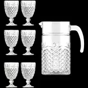conj jarra e tacas de vidro diamante city 1,4l + 200ml 7 peças
