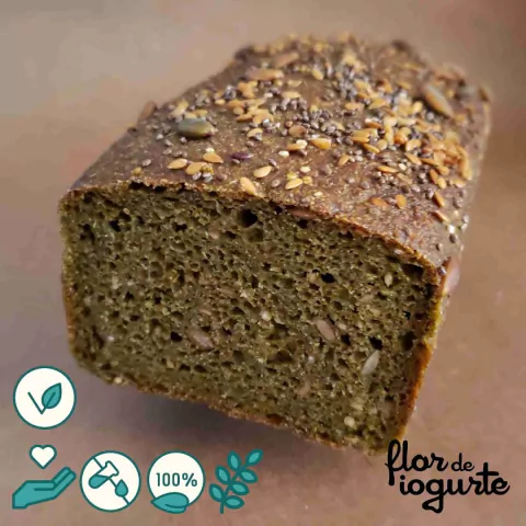 Pão Integral com Espinafre, Farinha de Amêndoas e Sementes - Longa Fermentação Natural - Levain - Flor de Iogurte