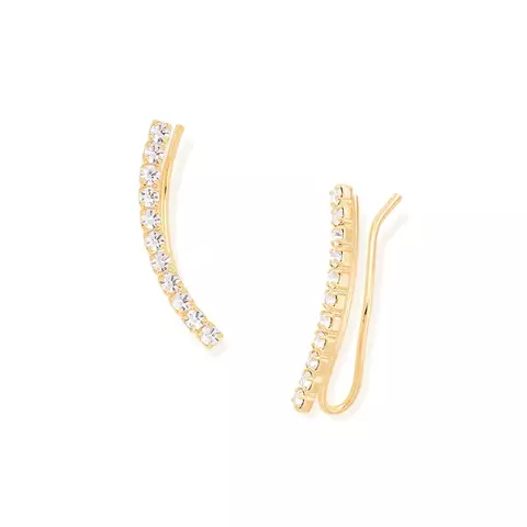 523209 Brinco Rommanel ear cuff folheado a ouro com cristais