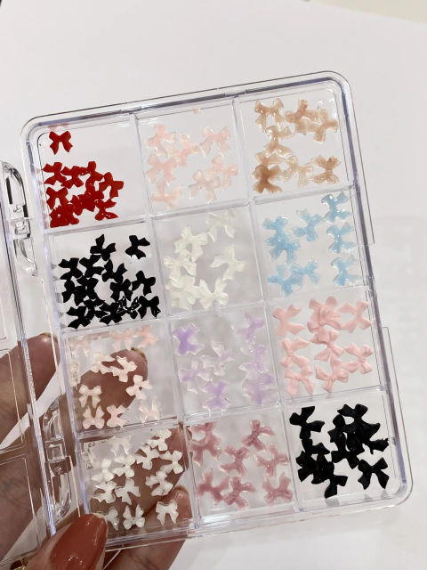 Kit Decoração 3D para Unhas Laços Lacinho Nail Art Caixa