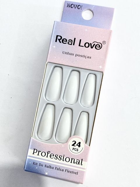Unha Postiça Bailarina com 24 Branca - Real Love