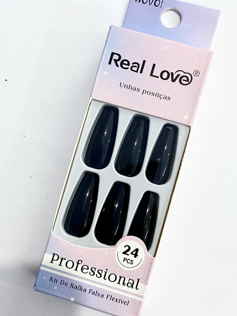 Unha Postiça Bailarina com 24 Preta - Real Love