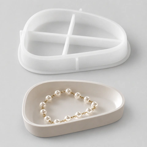 Molde de Silicona para Bandeja Chica, Ideal para Trabajos en Resina, Yeso, Cemento y Artesanías, Flexible, Reutilizable y de Fácil Desmolde