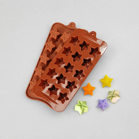 Molde de Silicona Modelo Estrellas – Ideal para Elaborar Jabones Artesanales, Velas Decorativas, Chocolates, Bombones, Dijes de Resina y Manualidades