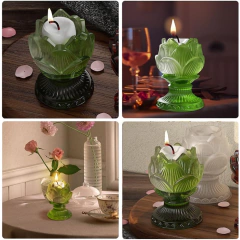 Molde Silicona Candelabro Loto Con Pie Ideal Resina, Velas - Lua Distribuidora
