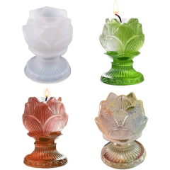Molde Silicona Candelabro Loto Con Pie Ideal Resina, Velas