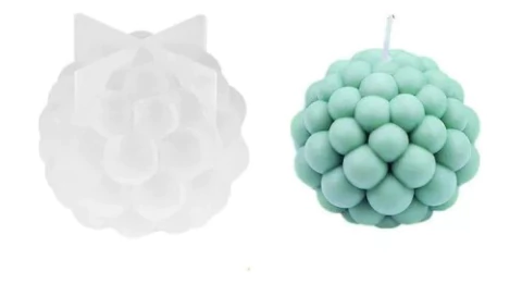 Molde de Silicona para Velas y Jabones en Forma de Esfera con Diseño de Burbujas – Reutilizable y Flexible