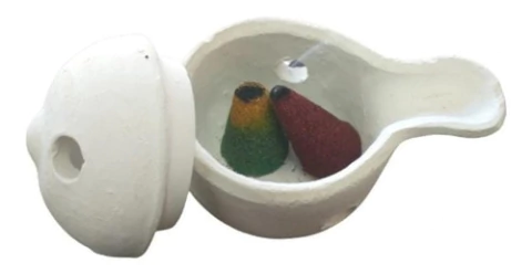 Kit: Sahumador Curvo Con Tapa + 2 Super Conos Aromáticos.