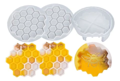 Molde De Silicona X3 - Organizador Y Posa Vasos (Modelo: Panal Abejas)