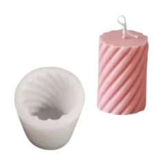 Molde De Silicona Cilindro Rayas Espiral Chico Para Velas