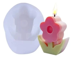 Molde Silicona Flor C/ Tallo Chica Especial Para Velas, Deco
