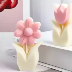 Molde De Silicona Flor con Tallo y Hojas