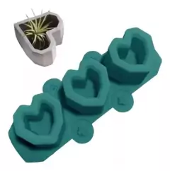 Molde De Silicona Maceta x 3 cavidades (Modelo Corazón) - comprar online