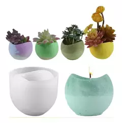 Molde Silicona Redondo Porta Vela, Macet Ideal Yeso, Resina - comprar online