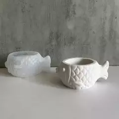 Molde Silicona Maceta Pez Porta Vela, Resina, Yeso - tienda online