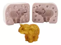 Molde Silicona Doble Elefante Hindú Ideal Velas Yeso Resina