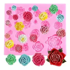 Molde Silicona Rositas X21 Ideal Porcelana, Fondant, Etc.
