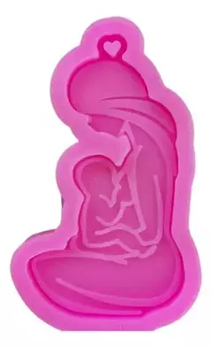 Molde Silicona Madre Con Su Bebe Llavero, Resina, Yeso