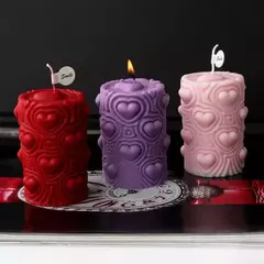 Molde Silicona Velón Cilindro Con Corazones Velas, Yeso, Etc - Lua Distribuidora