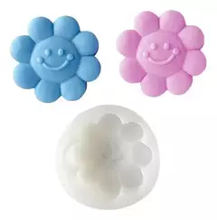 Molde De Silicona Flor Con Carita Para Resina, Jabones, Vela
