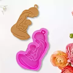 Molde Silicona Madre Con Su Bebe Llavero, Resina, Yeso - tienda online